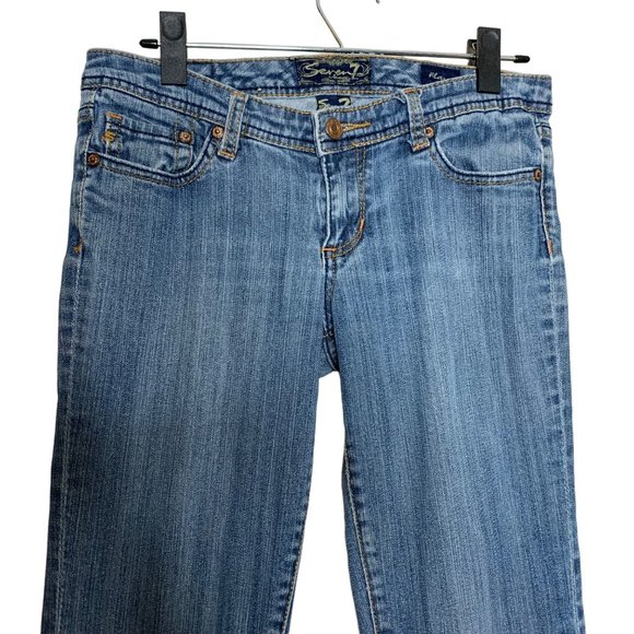 Seven Blue Jeans Flare Leg Low Rise Cotton Stretch Denim Pants Women's Size 28 - Picture 3 of 7
